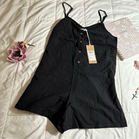 Rhythm. Pants - Lulus Sleeveless Black Romper
